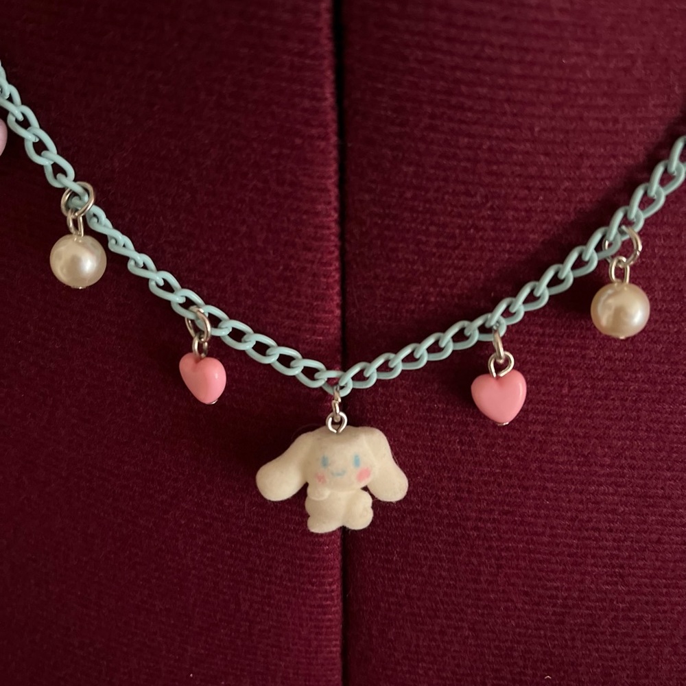 Cinnamoroll Blue Heart Pearl Necklace